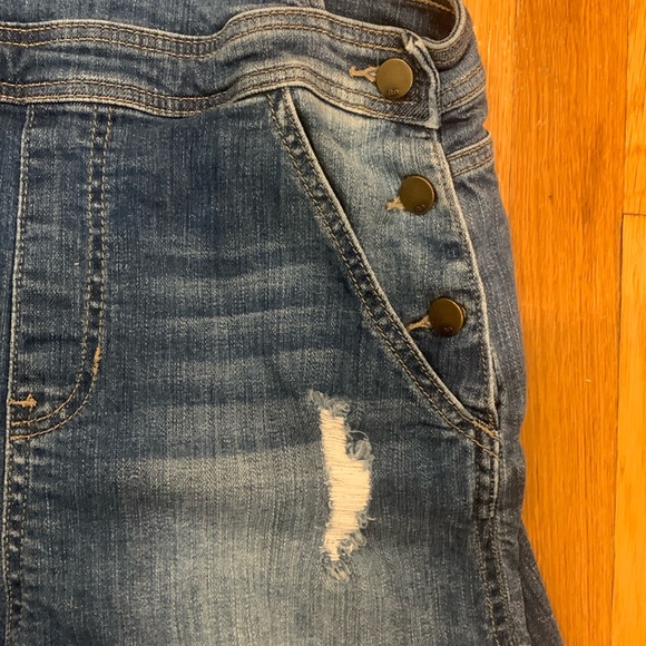 SP Black Cotton Blend Distressed Blue Short Overalls, Size M - Picture 4 of 9